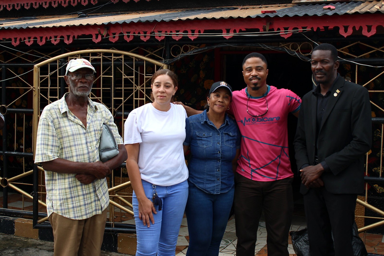 Community members and partners outside the Seaford Town clinic base